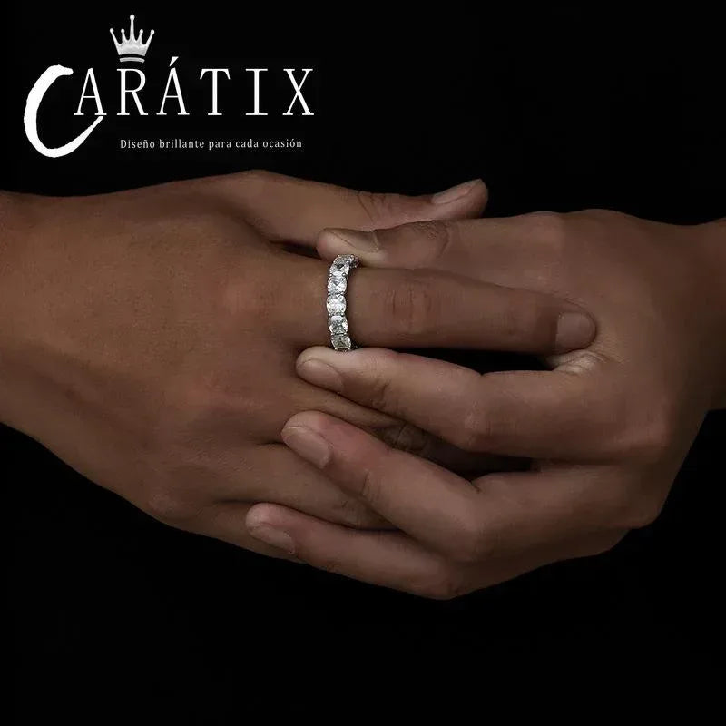 CARÁTIX New Hip-Hop Men's Ring – Real Electroplated Single-Row Micro-Inlaid Large Zircon Ring | High-Quality Hip-Hop Jewelry - CaratixJewelry