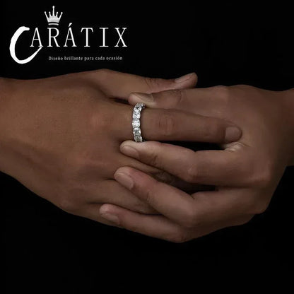 CARÁTIX New Hip-Hop Men's Ring – Real Electroplated Single-Row Micro-Inlaid Large Zircon Ring | High-Quality Hip-Hop Jewelry - CaratixJewelry