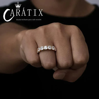 CARÁTIX New Hip-Hop Men's Ring – Real Electroplated Single-Row Micro-Inlaid Large Zircon Ring | High-Quality Hip-Hop Jewelry - CaratixJewelry