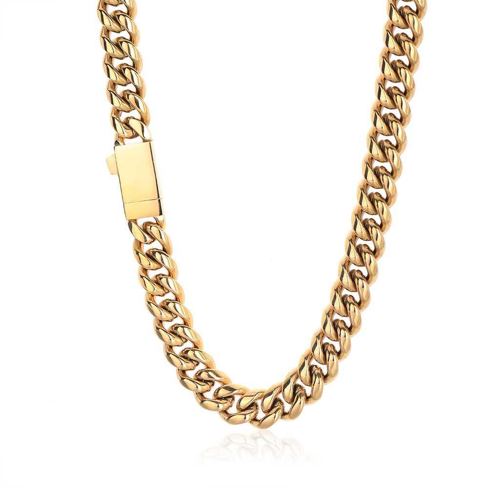 CARÁTIX – NUOYA Custom Logo Miami Cuban Link Chain Necklace | Hip Hop Jewelry for Men & Women, Street Style Cuban Link - CaratixJewelry