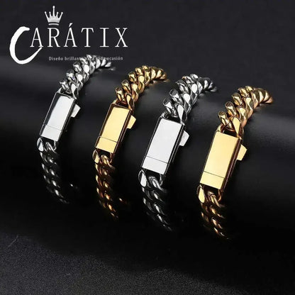 CARÁTIX – NUOYA Custom Logo Miami Cuban Link Chain Necklace | Hip Hop Jewelry for Men & Women, Street Style Cuban Link - CaratixJewelry