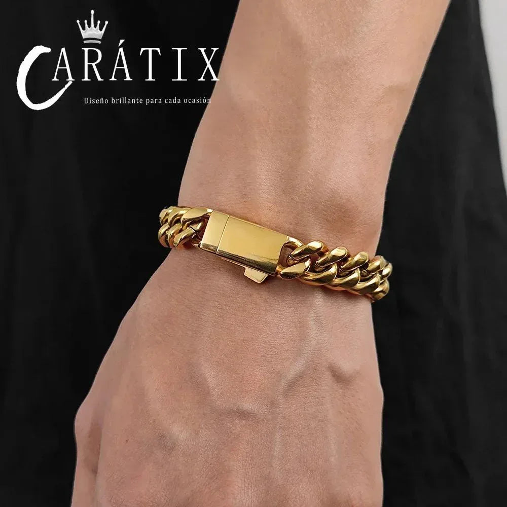 CARÁTIX – NUOYA Custom Logo Miami Cuban Link Chain Necklace | Hip Hop Jewelry for Men & Women, Street Style Cuban Link - CaratixJewelry