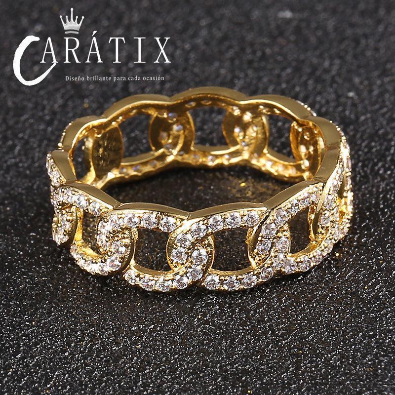 CARÁTIX Personalized Cuban Ring – Trendy Men's & Women's Plated Row Hip-Hop Wind Copper Zircon Ring | High-Quality Hip-Hop Jewelry - CaratixJewelry