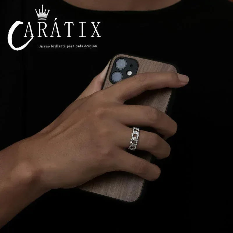 CARÁTIX Personalized Cuban Ring – Trendy Men's & Women's Plated Row Hip-Hop Wind Copper Zircon Ring | High-Quality Hip-Hop Jewelry - CaratixJewelry
