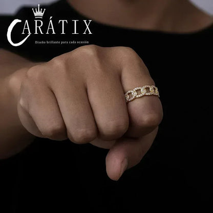 CARÁTIX Personalized Cuban Ring – Trendy Men's & Women's Plated Row Hip-Hop Wind Copper Zircon Ring | High-Quality Hip-Hop Jewelry - CaratixJewelry