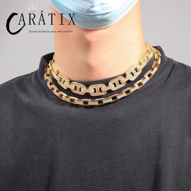 CARÁTIX Pink CZ Pig Nose Chain | Iced Out Coffee Beans Hip Hop Necklace for Men & Women - CaratixJewelry