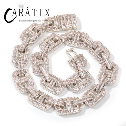 CARÁTIX Pink CZ Pig Nose Chain | Iced Out Coffee Beans Hip Hop Necklace for Men & Women - CaratixJewelry