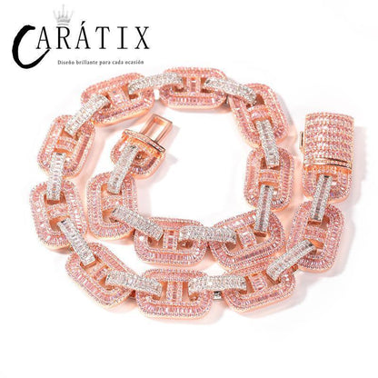CARÁTIX Pink CZ Pig Nose Chain | Iced Out Coffee Beans Hip Hop Necklace for Men & Women - CaratixJewelry