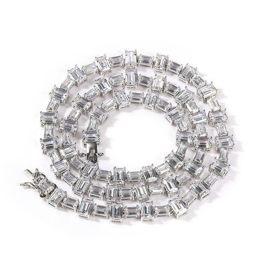 CARÁTIX Pink & White Square CZ Tennis Chain Necklace – Iced Out Hip Hop Bling Jewelry for Men & Women - CaratixJewelry