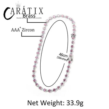 CARÁTIX Pink & White Square CZ Tennis Chain Necklace – Iced Out Hip Hop Bling Jewelry for Men & Women - CaratixJewelry