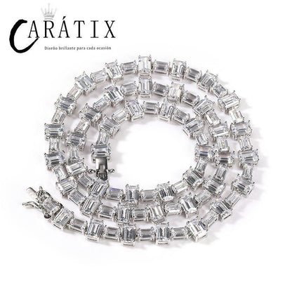 CARÁTIX Pink & White Square CZ Tennis Chain Necklace – Iced Out Hip Hop Bling Jewelry for Men & Women - CaratixJewelry