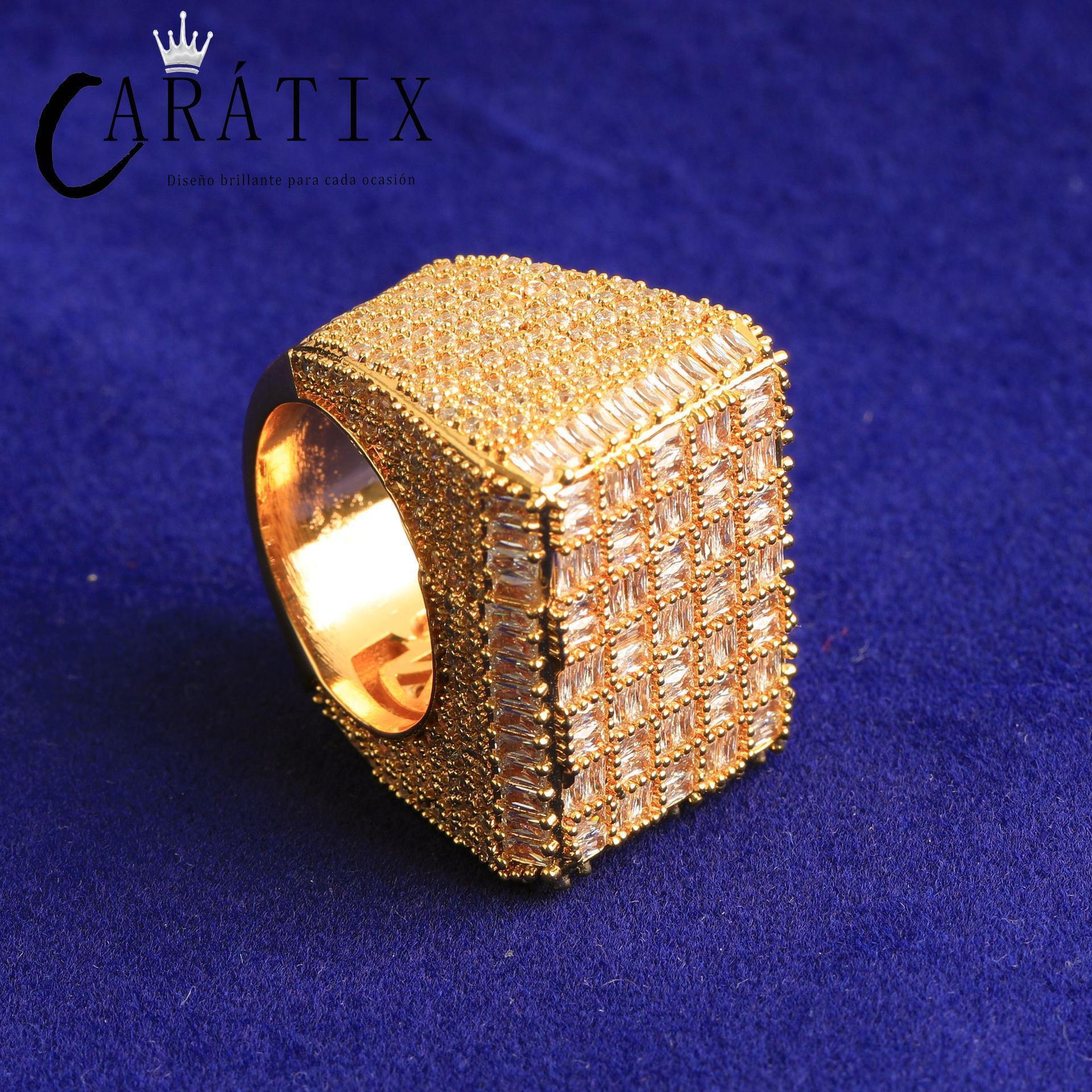 CARÁTIX Rectangle CZ Ring | Plated High Quality Hip Hop Jewelry for Men - CaratixJewelry