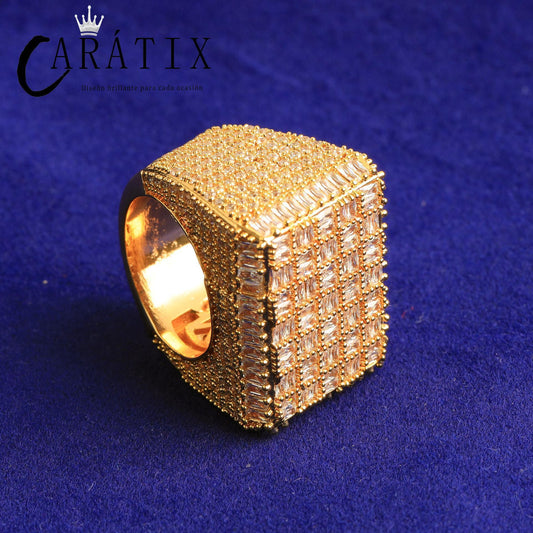 CARÁTIX Rectangle CZ Ring | Plated High Quality Hip Hop Jewelry for Men - CaratixJewelry