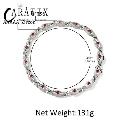 CARÁTIX Red Eyes Infinity Cuban Link Chain Necklace – 5A+ CZ Iced Out Hip Hop Bling Jewelry for Men | Rose & Silver Rapper Gift - CaratixJewelry