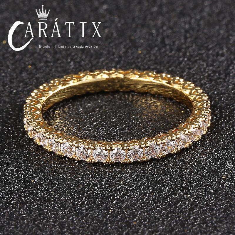CARÁTIX Single-Row Zircon Couple Ring | Plated Unisex High Quality Hip Hop Jewelry - CaratixJewelry