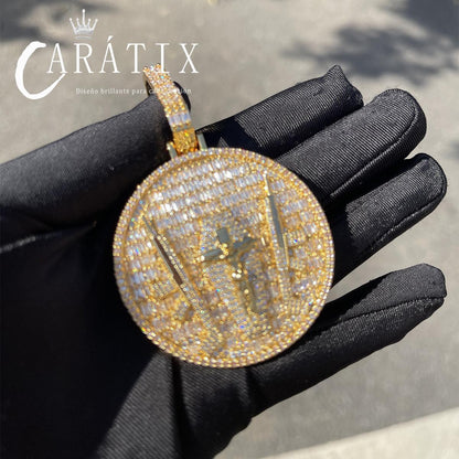 CARÁTIX Solid Back Necklace – Iced Out Gun Jesus Pendant with Big Circle Charms | Real Hip Hop Jewelry | 2025 Trend | Perfect Valentine's Day & Mother's Day Gift for Men, Women & Boys - CaratixJewelry