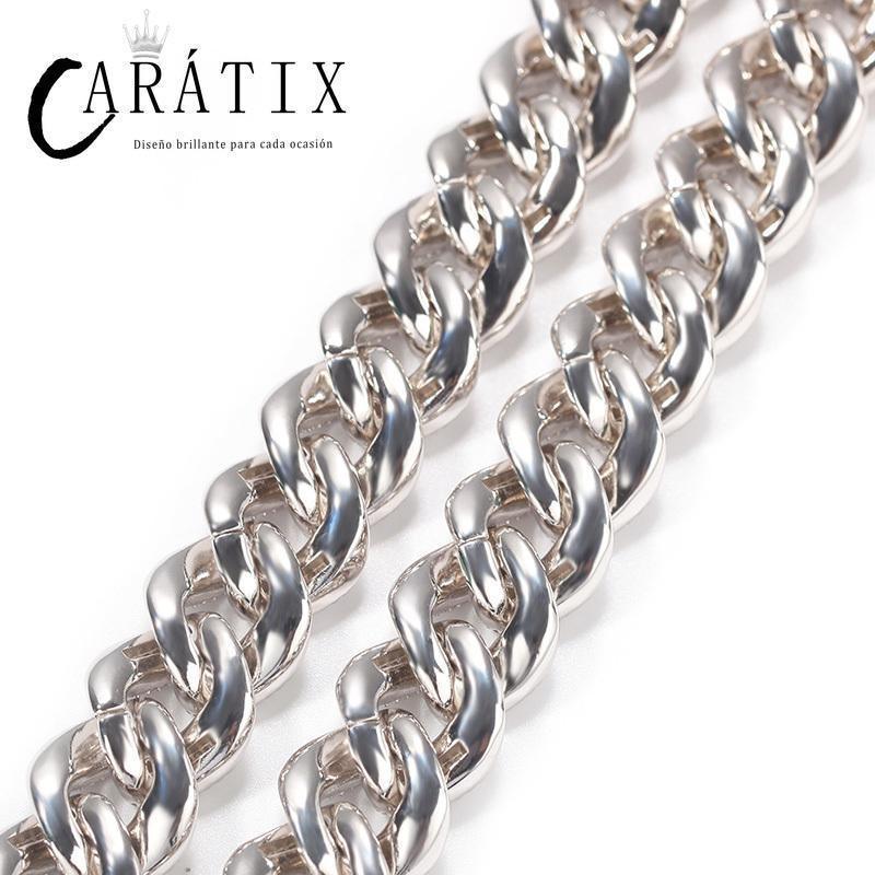 CARÁTIX Solid Cuban Link Chain | AAA CZ Iced Out Hip Hop Necklace for Men - CaratixJewelry