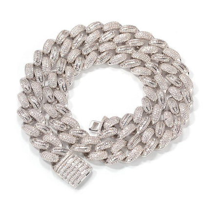 CARÁTIX Solid Cuban Link Chain | AAA CZ Iced Out Hip Hop Necklace for Men - CaratixJewelry