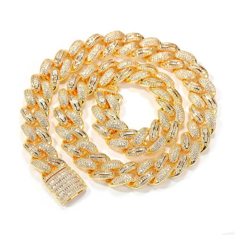 CARÁTIX Solid Cuban Link Chain | AAA CZ Iced Out Hip Hop Necklace for Men - CaratixJewelry