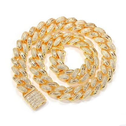 CARÁTIX Solid Cuban Link Chain | AAA CZ Iced Out Hip Hop Necklace for Men - CaratixJewelry