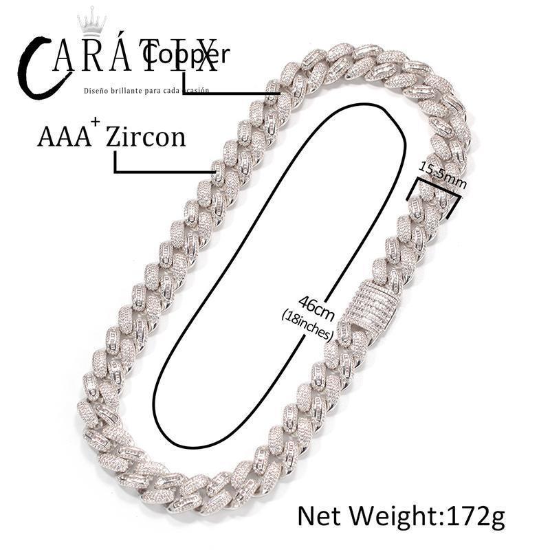 CARÁTIX Solid Cuban Link Chain | AAA CZ Iced Out Hip Hop Necklace for Men - CaratixJewelry