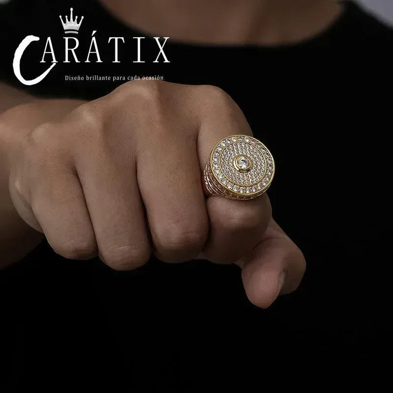 CARÁTIX Source Men's Classic Large Ring – Real Electroplating Micro-Studded Zircon Hip-Hop Ring | High-Quality Hip-Hop Jewelry - CaratixJewelry