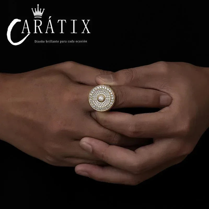 CARÁTIX Source Men's Classic Large Ring – Real Electroplating Micro-Studded Zircon Hip-Hop Ring | High-Quality Hip-Hop Jewelry - CaratixJewelry