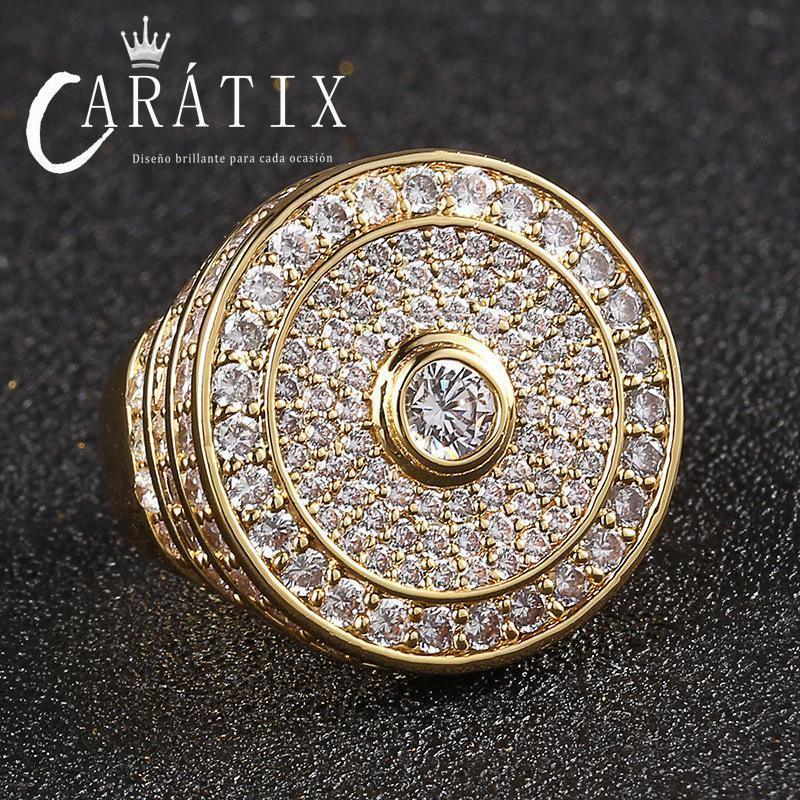 CARÁTIX Source Men's Classic Large Ring – Real Electroplating Micro-Studded Zircon Hip-Hop Ring | High-Quality Hip-Hop Jewelry - CaratixJewelry