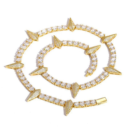 CARÁTIX Spike Tennis Chain | 3A+ CZ Iced Out Hip Hop Necklace for Men - CaratixJewelry