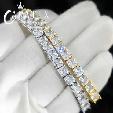 CARÁTIX Square 5A CZ Tennis Chain Necklace – Luxury Inlaid Simplicity Jewelry for Women - CaratixJewelry