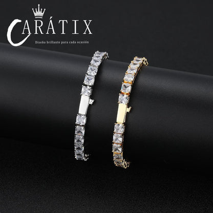 CARÁTIX Square 5A CZ Tennis Chain Necklace – Luxury Inlaid Simplicity Jewelry for Women - CaratixJewelry