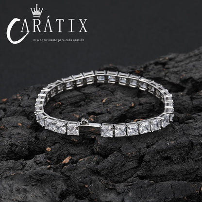 CARÁTIX Square 5A CZ Tennis Chain Necklace – Luxury Inlaid Simplicity Jewelry for Women - CaratixJewelry
