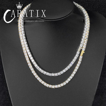 CARÁTIX Square 5A CZ Tennis Chain Necklace – Luxury Inlaid Simplicity Jewelry for Women - CaratixJewelry