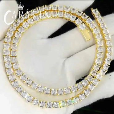 CARÁTIX Square 5A CZ Tennis Chain Necklace – Luxury Inlaid Simplicity Jewelry for Women - CaratixJewelry