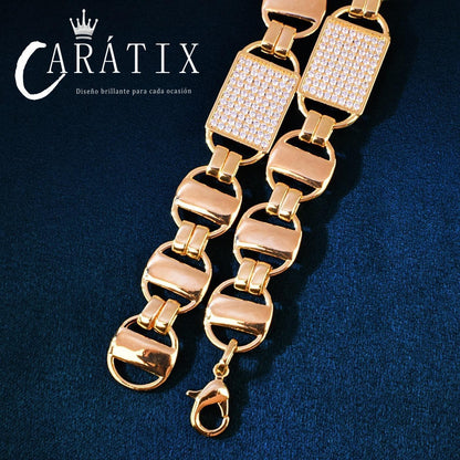 CARÁTIX Square Box Chain Necklace – AAAAA Zircon Iced Out Hip Hop Bling Jewelry for Men | Multi-Size Chino Link Chain - CaratixJewelry