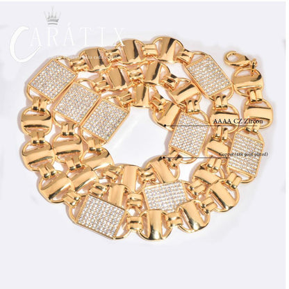 CARÁTIX Square Box Chain Necklace – AAAAA Zircon Iced Out Hip Hop Bling Jewelry for Men | Multi-Size Chino Link Chain - CaratixJewelry