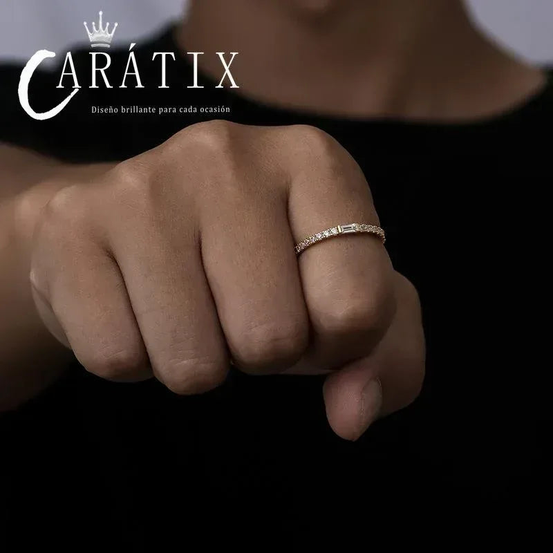 CARÁTIX Square Couple Ring | Plated Unisex Hip Hop Jewelry for Men & Women - CaratixJewelry