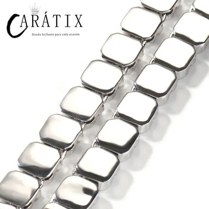 CARÁTIX – Square CZ Stone Cross Pattern Tennis Link Choker Necklace | Iced Out Hip Hop Jewelry for Men & Women, Rapper Street Style - CaratixJewelry
