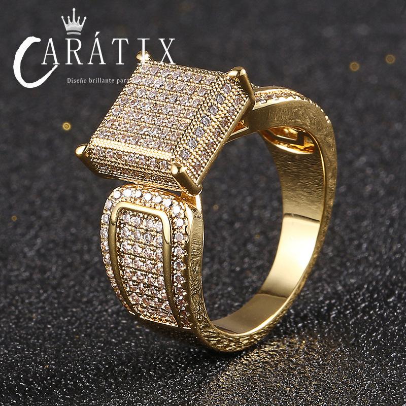 CARÁTIX Square Zircon Ring | Micro - Inlaid High Quality Hip Hop Jewelry for Men - CaratixJewelry