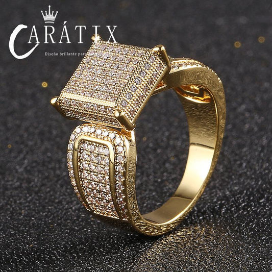 CARÁTIX Square Zircon Ring | Micro - Inlaid High Quality Hip Hop Jewelry for Men - CaratixJewelry