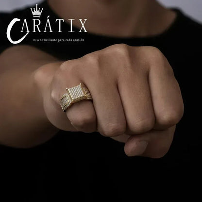 CARÁTIX Square Zircon Ring | Micro-Inlaid High Quality Hip Hop Jewelry for Men - CaratixJewelry
