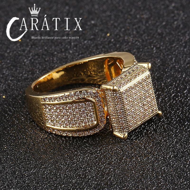 CARÁTIX Square Zircon Ring | Micro-Inlaid High Quality Hip Hop Jewelry for Men - CaratixJewelry