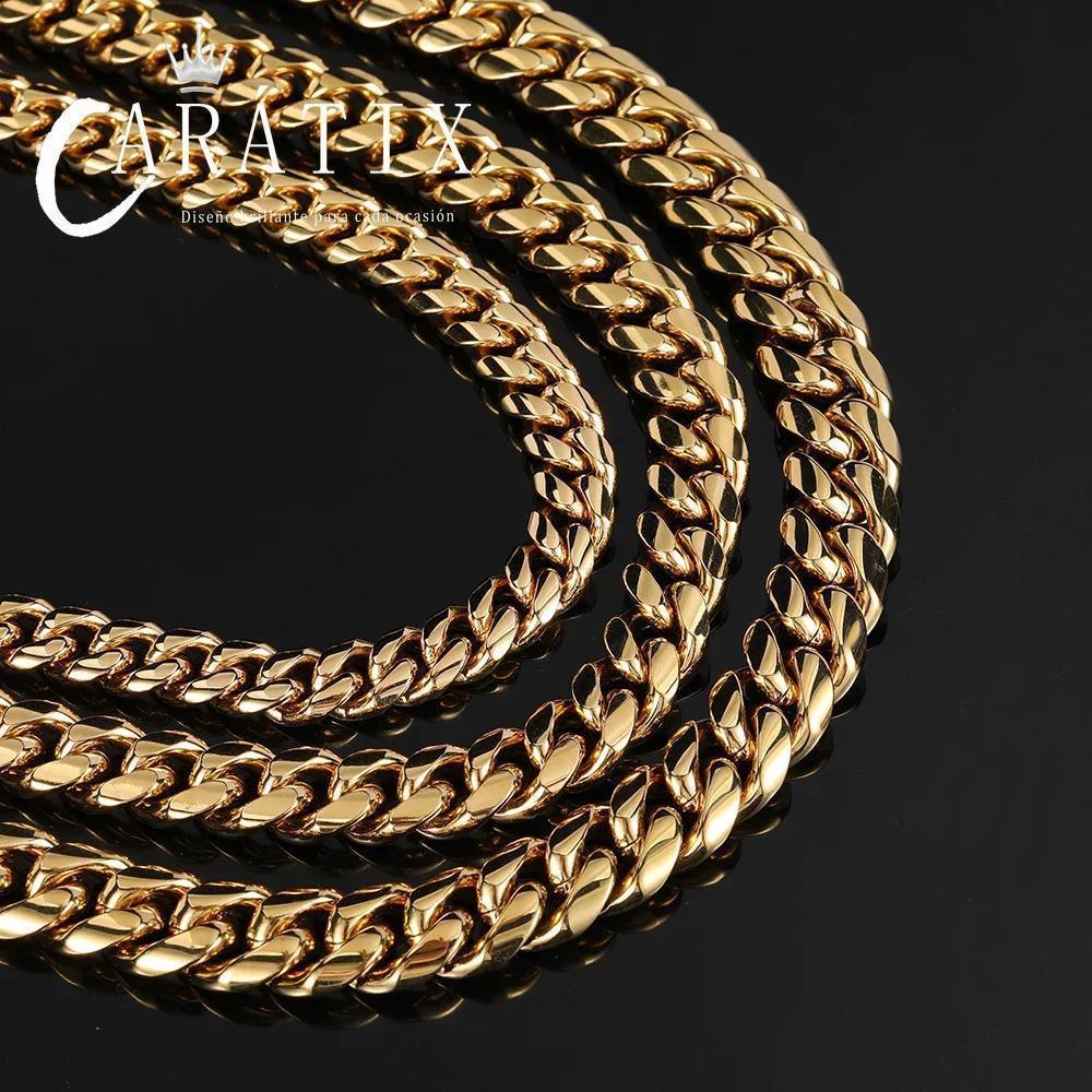 CARÁTIX Stainless Steel Cuban Link Chain Necklace – PVD Plated 8/10/12/14mm Hip Hop Jewelry for Men | Personalized Gift - CaratixJewelry