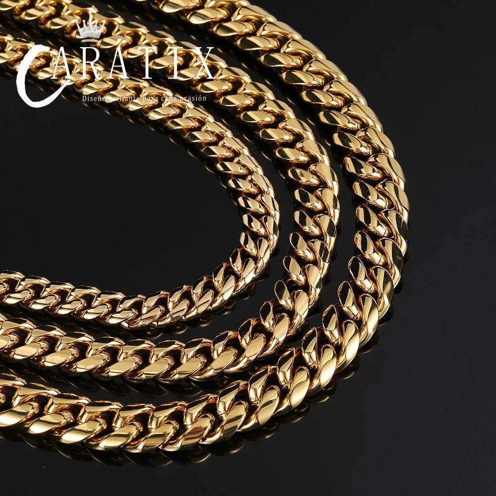 CARÁTIX Stainless Steel Cuban Link Chain Necklace – PVD Plated 8/10/12/14mm Hip Hop Jewelry for Men | Personalized Gift - CaratixJewelry