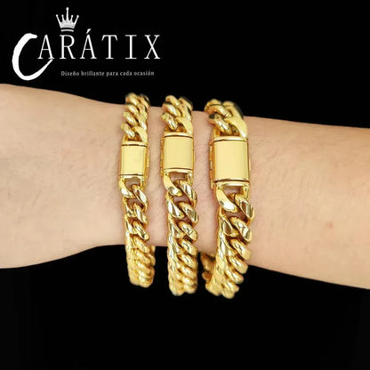CARÁTIX Stainless Steel Cuban Link Chain Necklace – PVD Plated 8/10/12/14mm Hip Hop Jewelry for Men | Personalized Gift - CaratixJewelry