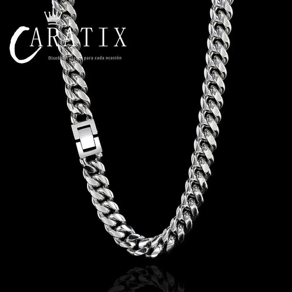 CARÁTIX Stainless Steel Miami Cuban Curb Chain Necklace – 6/8/10/12mm Hip Hop Jewelry for Men | Durable Gift for Him - CaratixJewelry