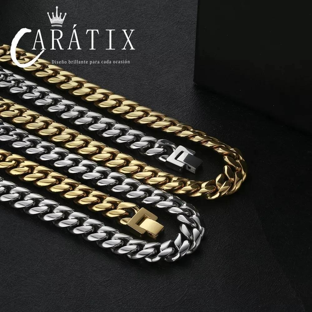 CARÁTIX Stainless Steel Miami Cuban Curb Chain Necklace – 6/8/10/12mm Hip Hop Jewelry for Men | Durable Gift for Him - CaratixJewelry