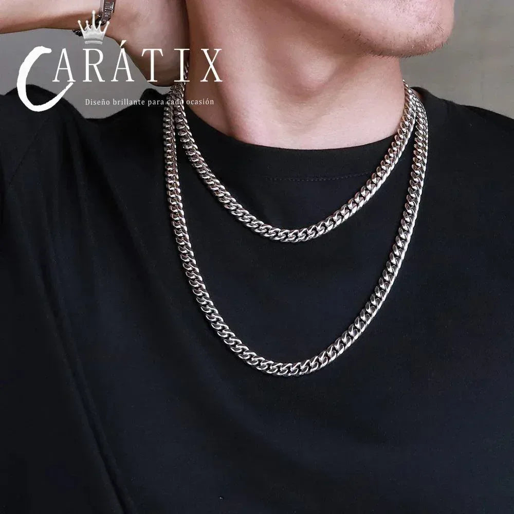 CARÁTIX Stainless Steel Miami Cuban Curb Chain Necklace – 6/8/10/12mm Hip Hop Jewelry for Men | Durable Gift for Him - CaratixJewelry
