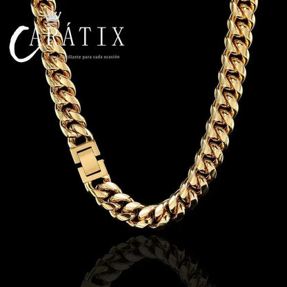 CARÁTIX Stainless Steel Miami Cuban Curb Chain Necklace – 6/8/10/12mm Hip Hop Jewelry for Men | Durable Gift for Him - CaratixJewelry