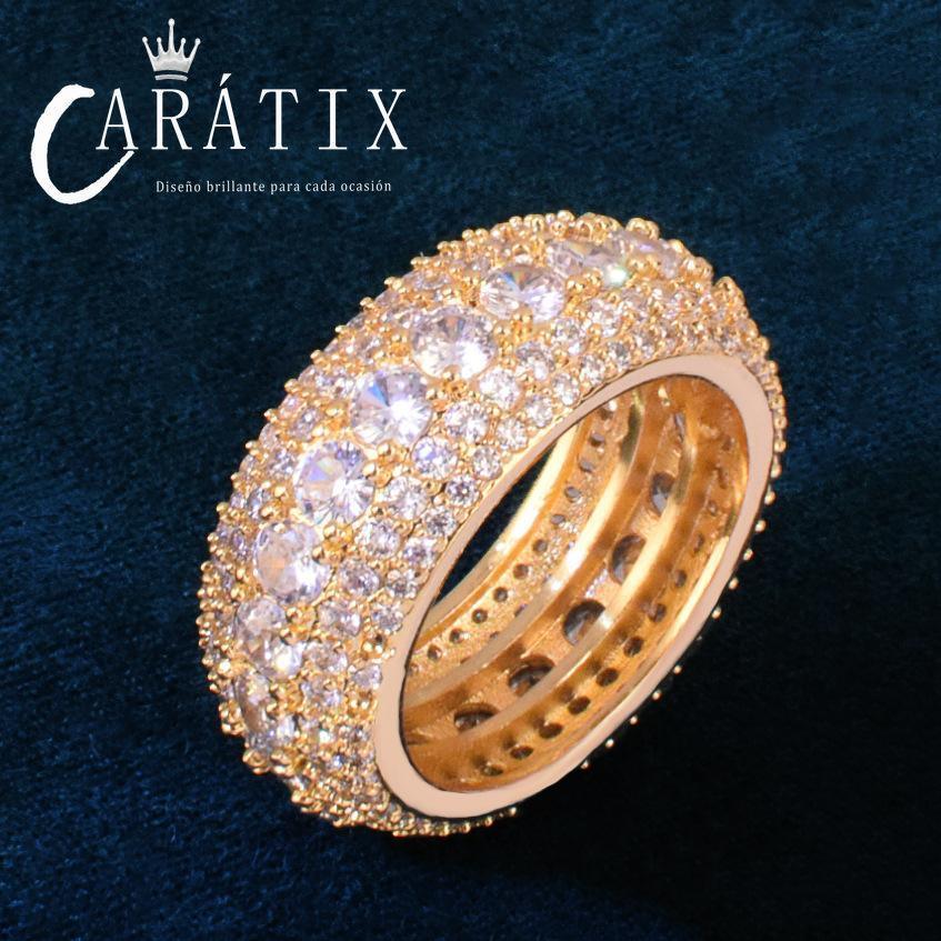CARÁTIX Ting Jie Hip-Hop Personality Niche Micro-Inlaid White Zirconium Ring | Manufacturer Direct High-Quality Hip-Hop Jewelry - CaratixJewelry